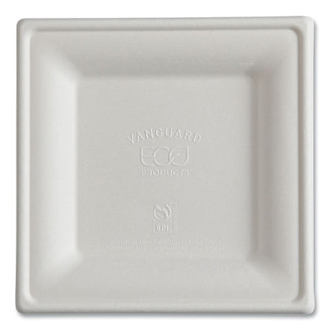 Vanguard Renewable And Compostable Sugarcane Plates, 6 X 6, White, 500/carton