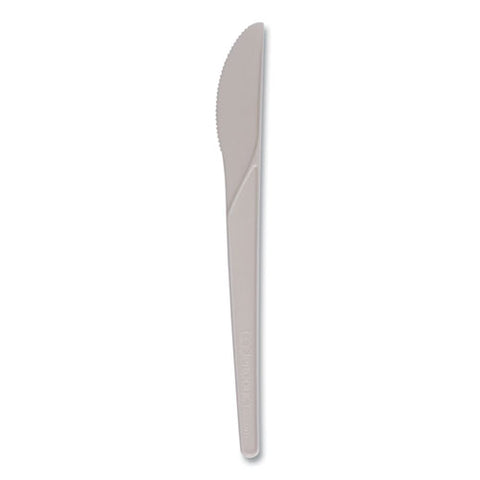 Plantware Compostable Cutlery, Knife, 6", Pearl White, 50/pack, 20 Pack/carton