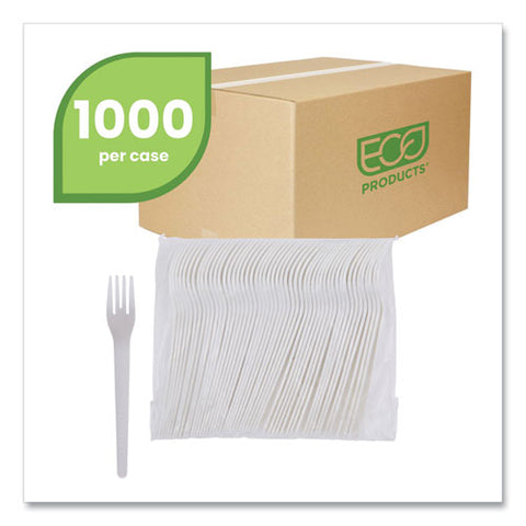 Plantware Compostable Cutlery, Fork, 6", Pearl White, 50/pack, 20 Pack/carton