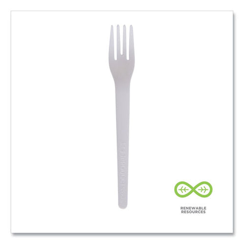 Plantware Compostable Cutlery, Fork, 6", Pearl White, 50/pack, 20 Pack/carton