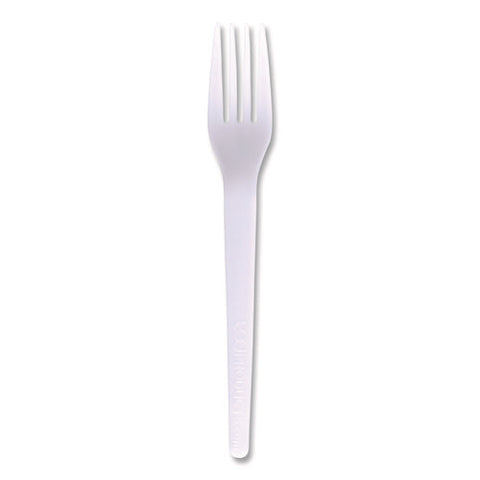 Plantware Cpla Cutlery, Individually Wrapped, Fork, White, 1,000/carton