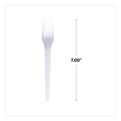 Plantware Cpla Cutlery, Fork, White, 1,000/carton