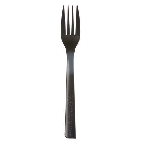 100% Recycled Content Cutlery, Fork, 6", Black, 50/pack, 20 Pack/carton