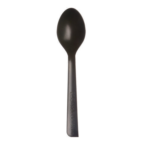 100% Recycled Content Cutlery, Spoon, Plastic, Black, 50/pack, 20 Pack/carton