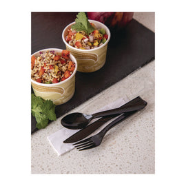 100% Recycled Content Cutlery Kit, Heavyweight Fork/knife/soup Spoon/spoon, Plastic, Black, 250/carton