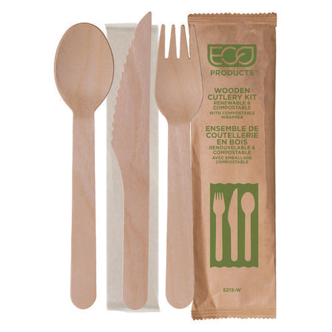 Wood Cutlery, Fork/knife/spoon/napkin, Natural, 500/carton