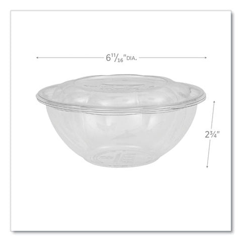 Renewable And Compostable Salad Bowls With Lids, 24 Oz, Clear, Plastic, 50/pack, 3 Packs/carton