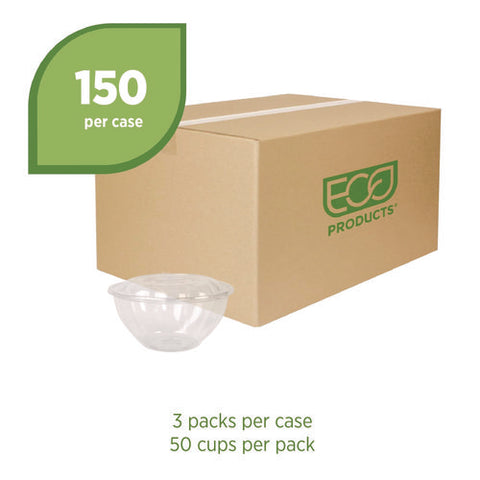 Renewable And Compostable Salad Bowls With Lids, 32 Oz, Clear, Plastic, 50/pack, 3 Packs/carton