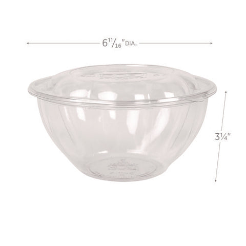 Renewable And Compostable Salad Bowls With Lids, 32 Oz, Clear, Plastic, 50/pack, 3 Packs/carton