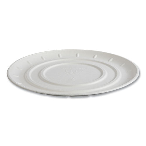Vanguard Molded Fiber Pizza Tray, 14" Diameter, White, Sugarcane, 50/carton