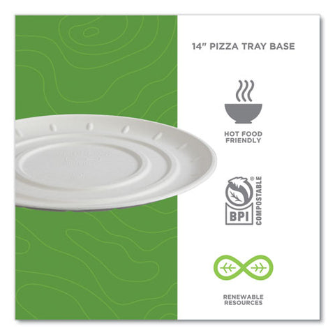 Vanguard Molded Fiber Pizza Tray, 14" Diameter, White, Sugarcane, 50/carton