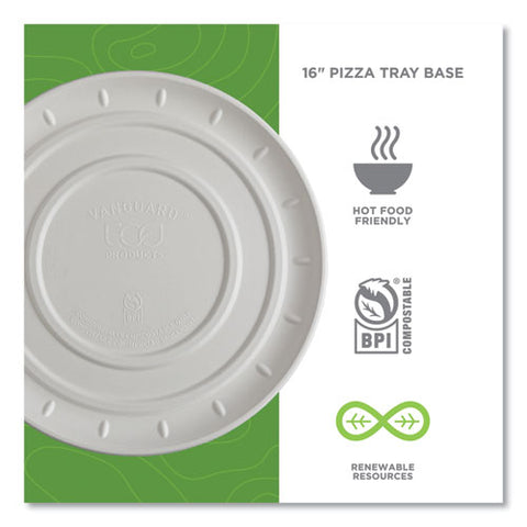 Vanguard Molded Fiber Pizza Tray, 16" Diameter, White, Sugarcane, 50/carton