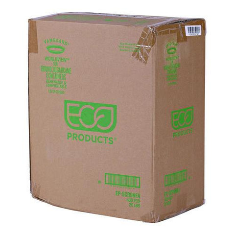 Vanguard Worldview Renewable And Compostable Sugarcane Take-out Containers, 34.1 Oz, 9 X 9 X 1.25, White, 400/carton