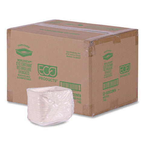 Worldview Vanguard Rectangular Container, 12 Oz, 7 X 4.75 X 1, Sugarcane Fiber, White, 400/carton