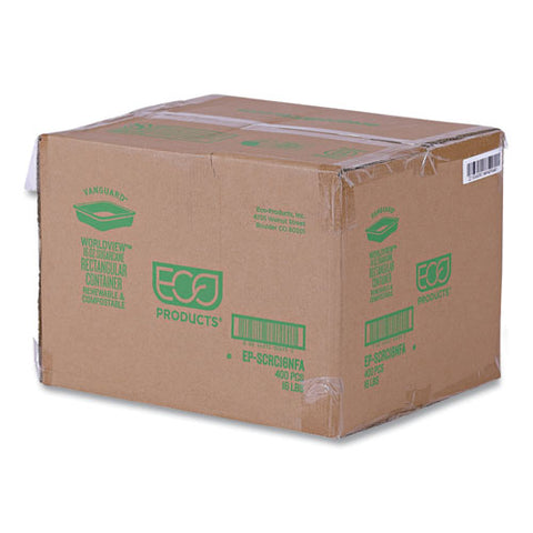 Vanguard Worldview Renewable And Compostable Sugarcane Take-out Containers, 16 Oz, 7 X 5 X 1, White, 400/carton