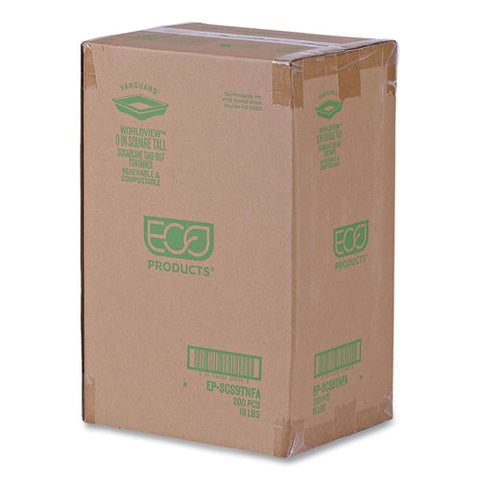 Vanguard Worldview Renewable And Compostable Sugarcane Take-out Containers, 47 Oz, 9 X 9 X 1.5, White, 200/carton