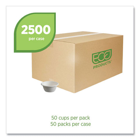 Vanguard Renewable And Compostable Sugarcane Portion Cups, 2 Oz, White, 2,500/carton