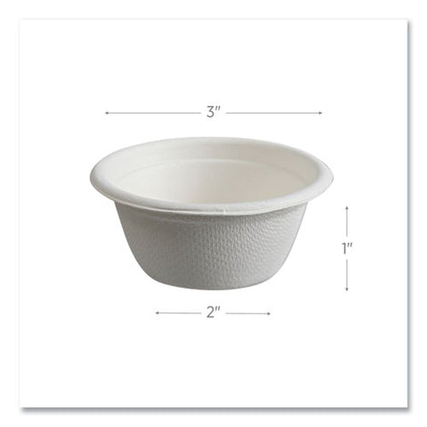 Vanguard Renewable And Compostable Sugarcane Portion Cups, 2 Oz, White, 2,500/carton