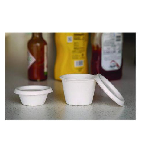Vanguard Sugarcane Portion Cup Lid, Fits 2 Oz Portion Cups, White, 2,500/carton
