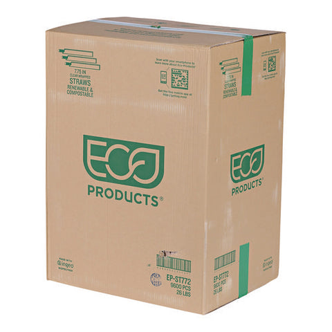 Wrapped Straw, 7.75", Green, Plastic, 9,600/carton