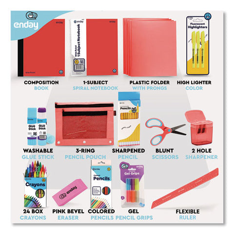 Back To School Supplies Kit For Grades K-5, Red