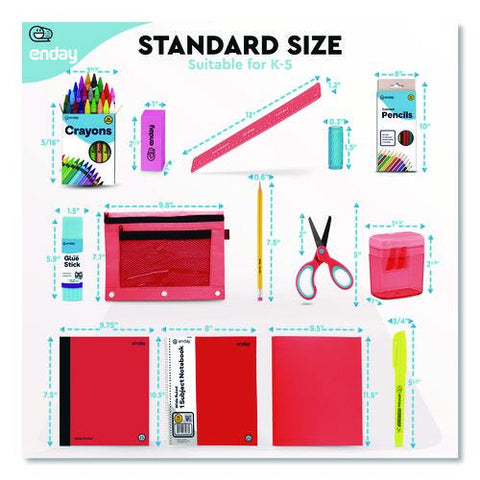 Back To School Supplies Kit For Grades K-5, Red