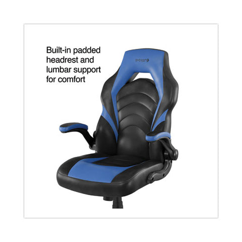 Vortex Bonded Leather Gaming Chair, Supports Up To 301 Lbs, 17.9" To 21.6" Seat Height, Blue/black, Black Base