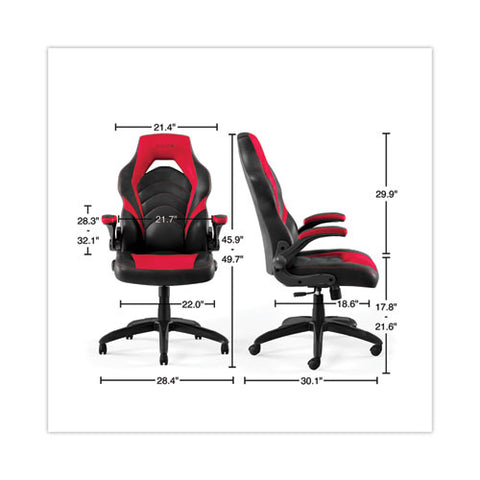 Vortex Bonded Leather Gaming Chair, Supports Up To 301 Lbs, 17.9" To 21.6" Seat Height, Red/black Back, Black Base