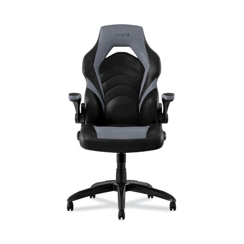 Vortex Bonded Leather Gaming Chair, Supports Up To 301 Lbs, 17.9" To 21.6" Seat Height, Gray/black Back, Black Base