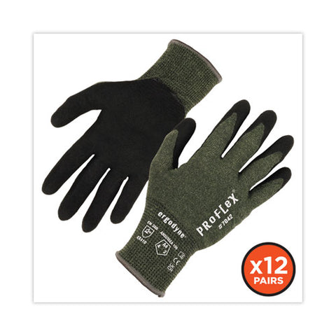 Proflex 7042 Ansi A4 Nitrile-coated Cr Gloves, Green, Small, 12 Pairs/pack