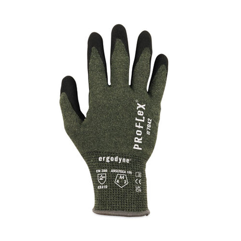 Proflex 7042 Ansi A4 Nitrile-coated Cr Gloves, Green, 2x-large, 12 Pairs/pack