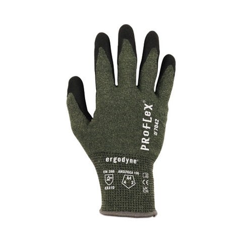 Proflex 7042 Ansi A4 Nitrile-coated Cr Gloves, Green, Medium, Pair