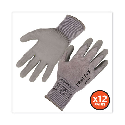 Proflex 7024 Ansi A2 Pu Coated Cr Gloves, Gray, Large, 12 Pairs/pack