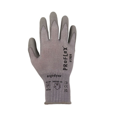 Proflex 7024 Ansi A2 Pu Coated Cr Gloves, Gray, Medium, Pair