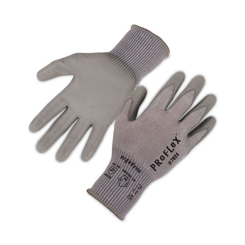 Proflex 7024 Ansi A2 Pu Coated Cr Gloves, Gray, Large, Pair