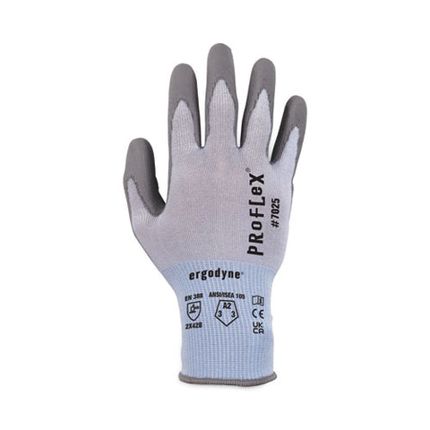 Proflex 7025 Ansi A2 Pu Coated Cr Gloves, Blue, Small, 12 Pairs/pack