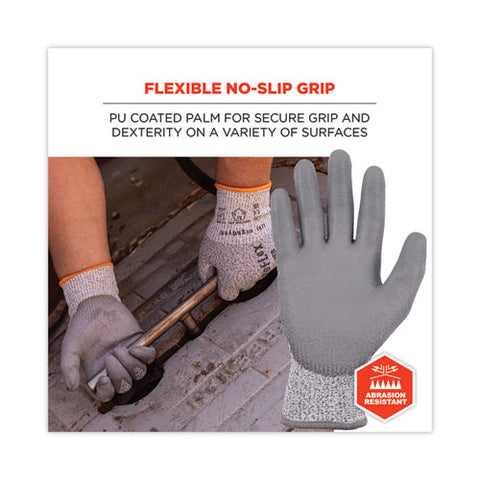 Proflex 7030 Ansi A3 Pu Coated Cr Gloves, Gray, Large, 12 Pairs/pack