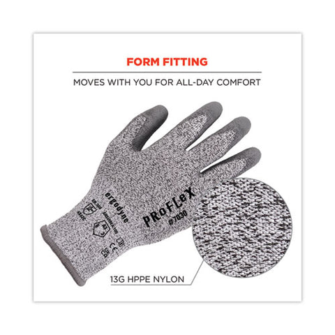 Proflex 7030 Ansi A3 Pu Coated Cr Gloves, Gray, X-large, 12 Pairs/pack