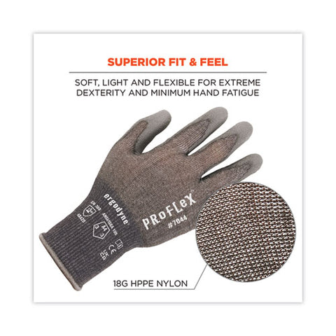 Proflex 7044 Ansi A4 Pu Coated Cr Gloves, Gray, Small, 12 Pairs/pack