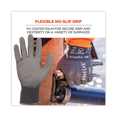 Proflex 7044 Ansi A4 Pu Coated Cr Gloves, Gray, Medium, 12 Pairs/pack