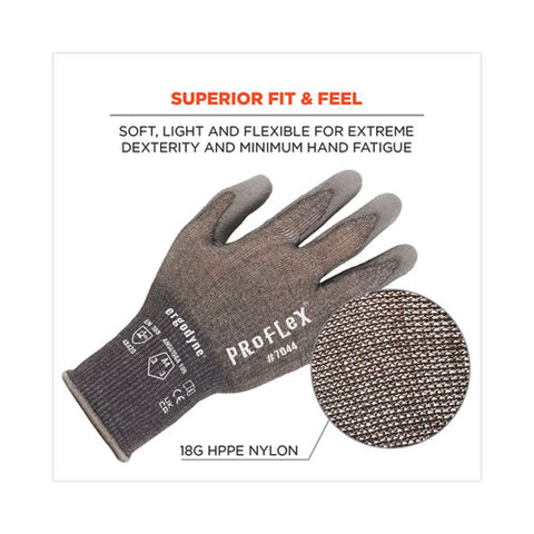 Proflex 7044 Ansi A4 Pu Coated Cr Gloves, Gray, Medium, 12 Pairs/pack