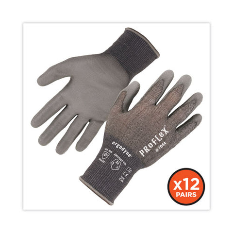 Proflex 7044 Ansi A4 Pu Coated Cr Gloves, Gray, X-large, 12 Pairs/pack