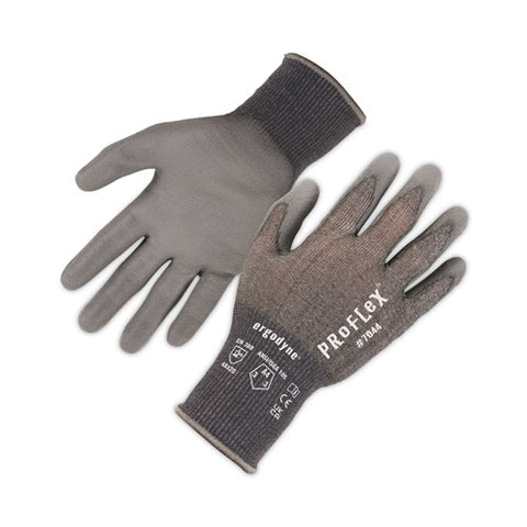 Proflex 7044 Ansi A4 Pu Coated Cr Gloves, Gray, Large, Pair