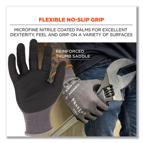 Proflex 7043 Ansi A4 Nitrile Coated Cr Gloves, Gray, Small, 12 Pairs