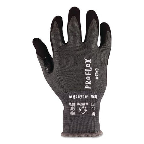 Proflex 7043 Ansi A4 Nitrile Coated Cr Gloves, En388: 4x42d, 10" Long, 2x-small (5), Gray, Pair