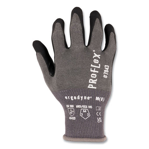 Proflex 7043 Ansi A4 Nitrile Coated Cr Gloves, Gray, Medium, 1 Pair