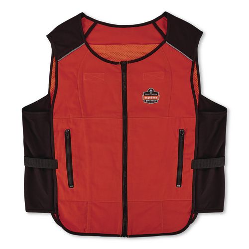 Chill-its 6260 Lightweight Phase Change Cooling Vest With Packs, Cotton/polyester, Large/x-large, Orange