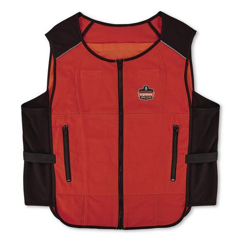 Chill-its 6260 Lightweight Phase Change Cooling Vest With Packs, Cotton/polyester, Large/x-large, Orange