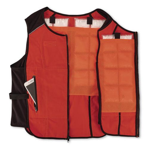 Chill-its 6260 Lightweight Phase Change Cooling Vest With Packs, Cotton/polyester, 2x-large/3x-large, Orange