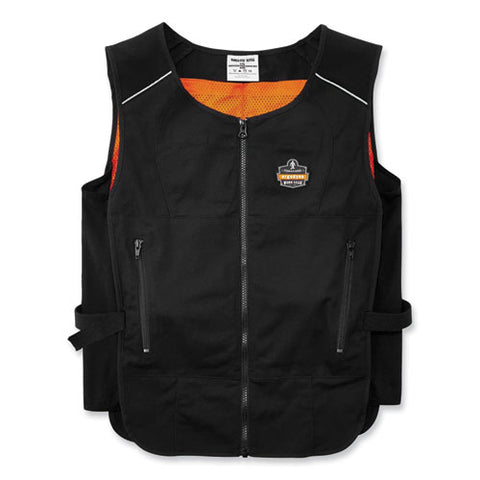 Chill-its 6260 Lightweight Phase Change Cooling Vest With Packs, Cotton/polyester, Large/x-large, Black